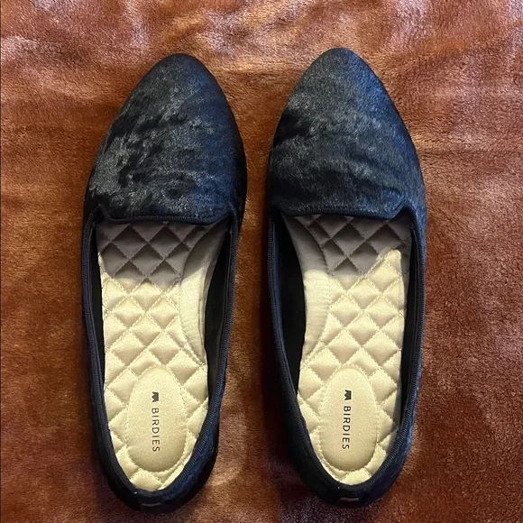 Birdies Luxurious Black Velvet Loafers - Picture 2 of 9